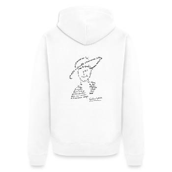 calligramme - Lou au chapeau - Veste à capuche bio Premium Unisexe - blanc - Dos - Thijin (182cm)