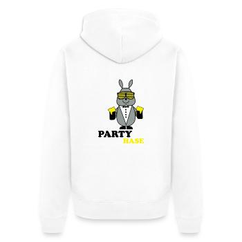 party_hase - Unisex Premium Bio Zip Hoodie - Weiß - Hinten - Thijin (182cm)
