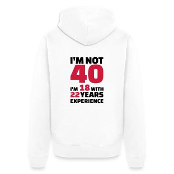 40 Birthday - Unisex Premium Organic Zip Hoodie - white - Back - Thijin (182cm)
