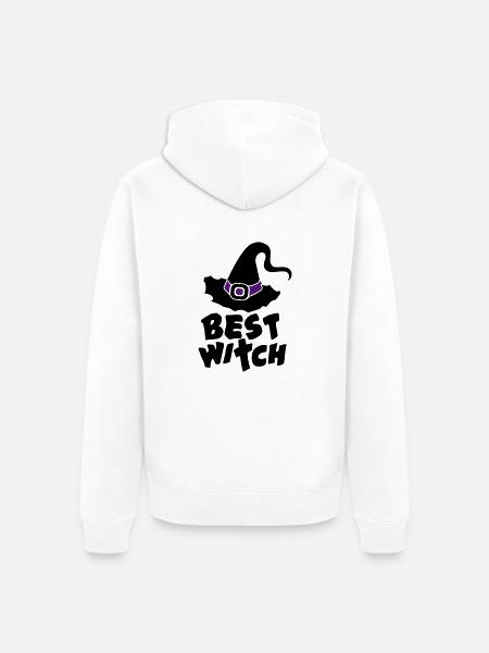 Best Witch, Witchcraft, Halloween, Magic, Hat - Unisex Premium Organic Zip Hoodie - white