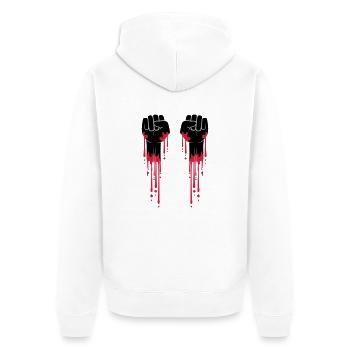 2 faeuste blut faust revolution tropfen graffiti f - Unisex Premium Bio Zip Hoodie - Weiß - Hinten - Thijin (182cm)