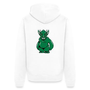 monster witzig doof 3c - Unisex Premium Bio Zip Hoodie - Weiß - Hinten - Thijin (182cm)