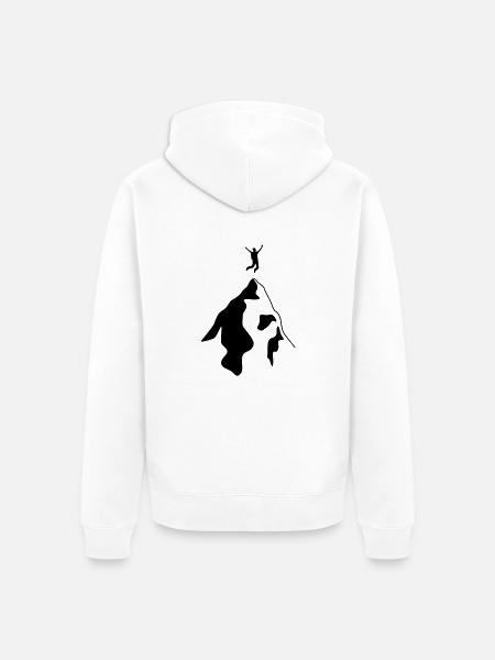 Bergsteiger erreicht Gipfel - Unisex Premium Bio Zip Hoodie - Weiß