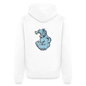 wolf_beast_2 - Unisex Premium Bio Zip Hoodie - Weiß - Hinten - Thijin (182cm)