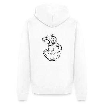 wolf_beast - Unisex Premium Bio Zip Hoodie - Weiß - Hinten - Thijin (182cm)