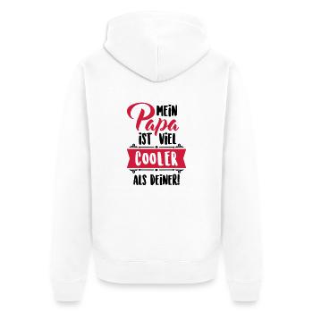 Mein Papa ist viel cooler als deiner! - Unisex Premium Bio Zip Hoodie - Weiß - Hinten - Thijin (182cm)