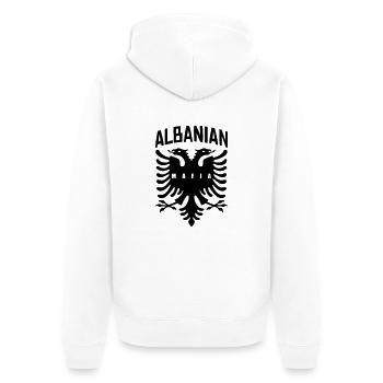 albanian mafia fun - Unisex Premium Bio Zip Hoodie - Weiß - Hinten - Thijin (182cm)