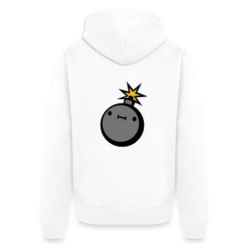 suesse bombe mit - Unisex Premium Bio Zip Hoodie - Weiß - Hinten - Thijin (182cm)