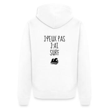 Surfen / Surfer / Surf / Surfing / Strand - Unisex Premium Bio Zip Hoodie - Weiß - Hinten - Thijin (182cm)