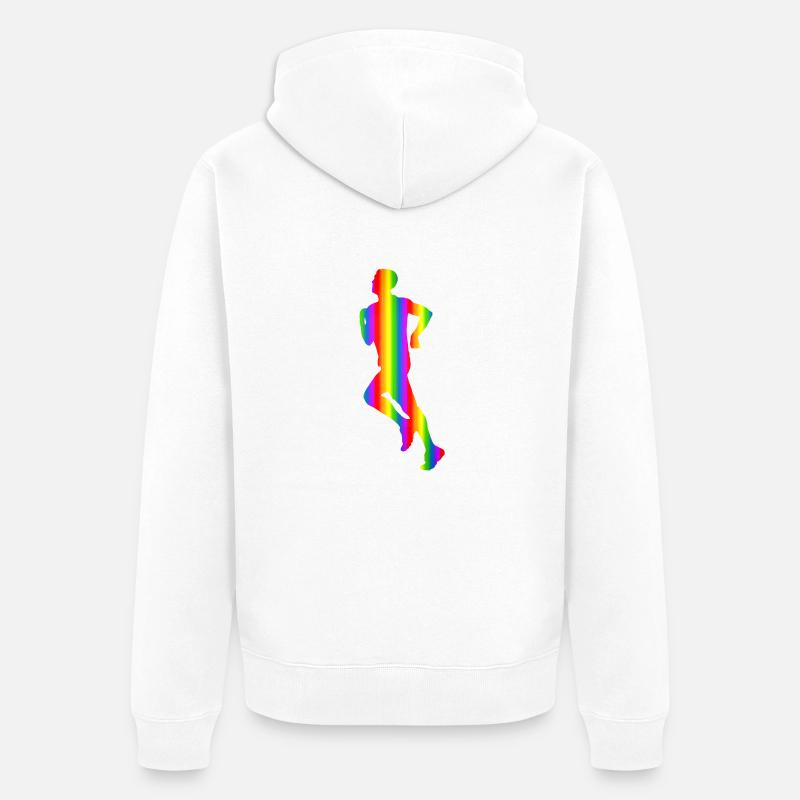 Bunter Läufer Regenbogen - Unisex Premium Bio Zip Hoodie - Weiß