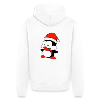 penguin loves Christmas - Unisex Premium Organic Zip Hoodie - white - Back - Thijin (182cm)