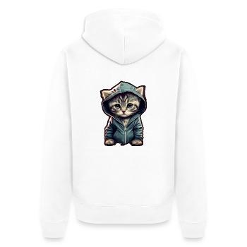 Babykatze mit Hoodie - Unisex Premium Bio Zip Hoodie - Weiß - Hinten - Thijin (182cm)