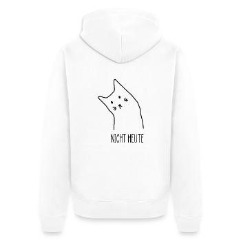Katze Nicht Heute Lustiger Spruch Humor Montag - Unisex Premium Bio Zip Hoodie - Weiß - Hinten - Thijin (182cm)