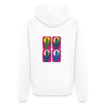Cactus Mexico 4ply - Unisex Premium Organic Zip Hoodie - white - Back - Thijin (182cm)