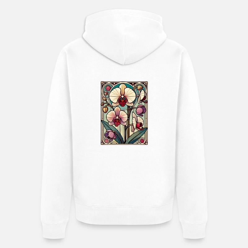 Orchidée de classe teintée - Veste à capuche bio Premium Unisexe - blanc