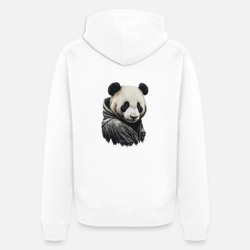 Sweat à capuche Panda - Veste à capuche bio Premium Unisexe - blanc