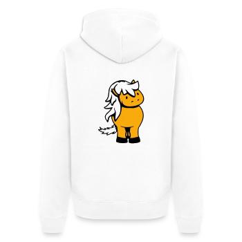 Pferd Süß Pony Fohlen Pferdemädchen Niedlich Comic - Unisex Premium Bio Zip Hoodie - Weiß - Hinten - Thijin (182cm)
