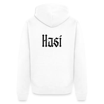 hasi / gothik stil  - Unisex Premium Bio Zip Hoodie - Weiß - Hinten - Thijin (182cm)