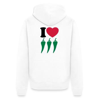I love chilli - Unisex Premium Organic Zip Hoodie - white - Back - Thijin (182cm)