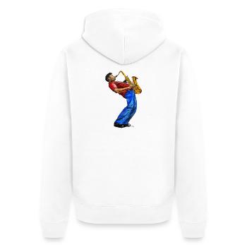 Saksofonist - Unisex Premium Organic Zip Hoodie - white - Back - Thijin (182cm)