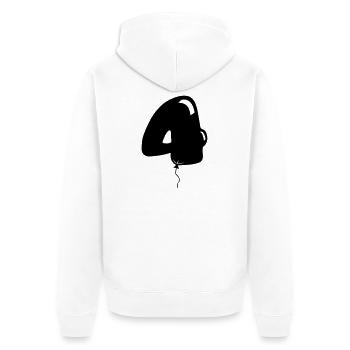 4 vier, Lufballon Zahl - Unisex Premium Bio Zip Hoodie - Weiß - Hinten - Thijin (182cm)