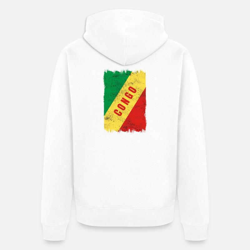 Drapeau du Congo - Veste à capuche bio Premium Unisexe - blanc