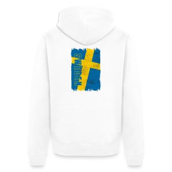 Sweden flag - Unisex Premium Organic Zip Hoodie - white - Back - Thijin (182cm)