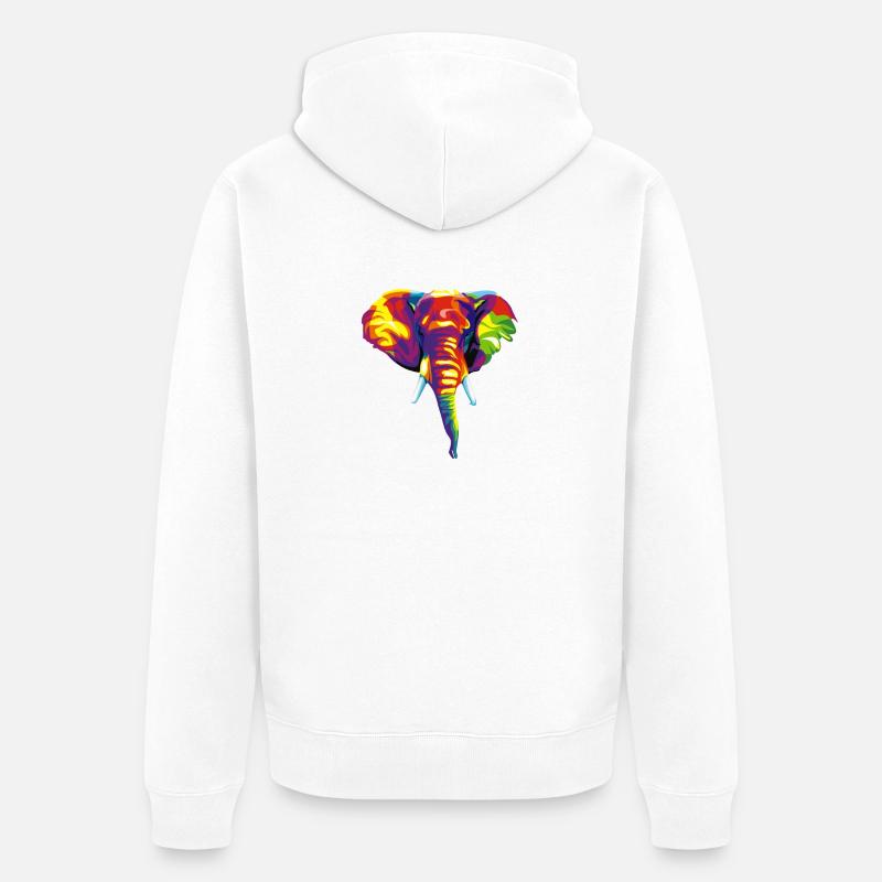 Elefant mit buntem abstraktem Muster. - Unisex Premium Bio Zip Hoodie - Weiß