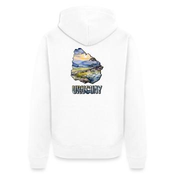 Aquarell Landkarte Uruguay - Unisex Premium Bio Zip Hoodie - Weiß - Hinten - Thijin (182cm)