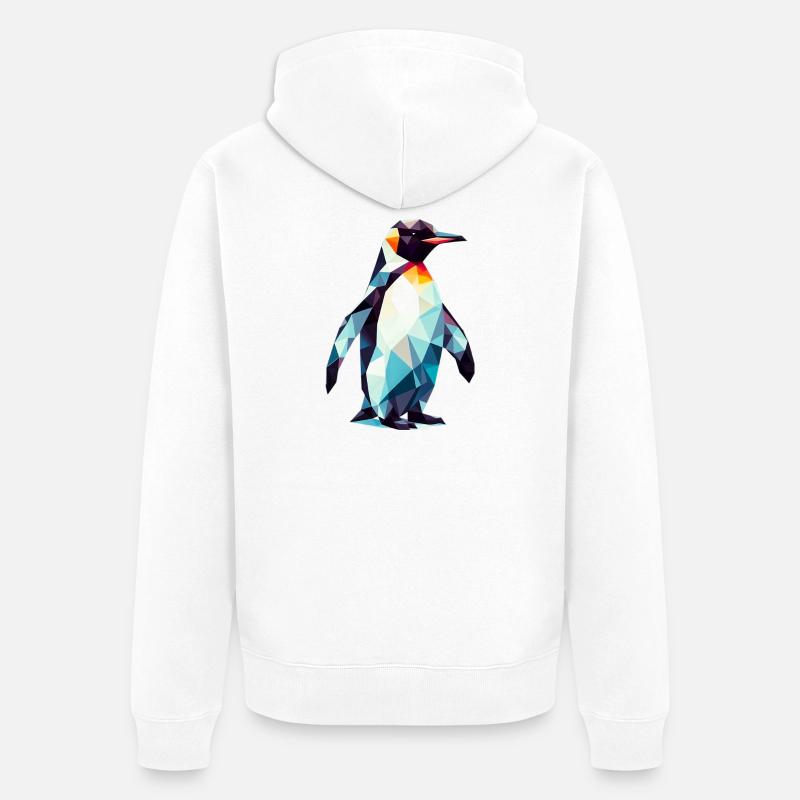 Pingouin polygonal - Veste à capuche bio Premium Unisexe - blanc
