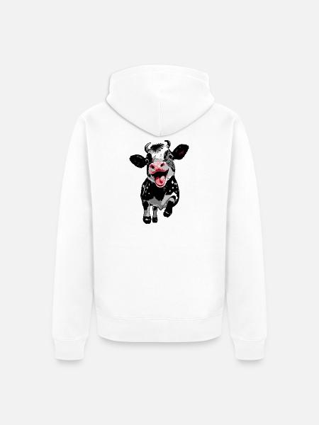 Springendes Kälbchen - Lustige Kuh Kalb - Unisex Premium Bio Zip Hoodie - Weiß