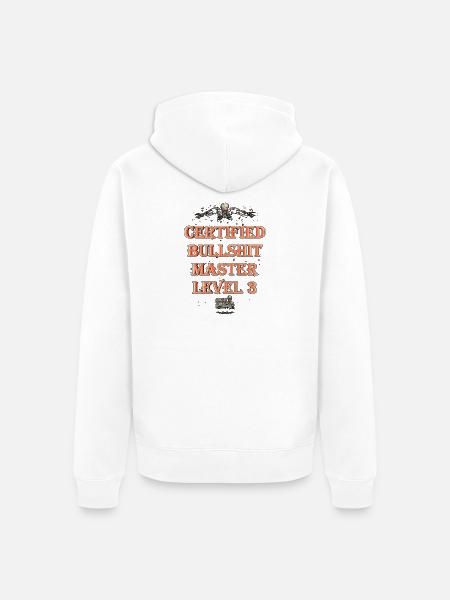 Certified Bullshit Master Level 3 - Unisex Premium Organic Zip Hoodie - white