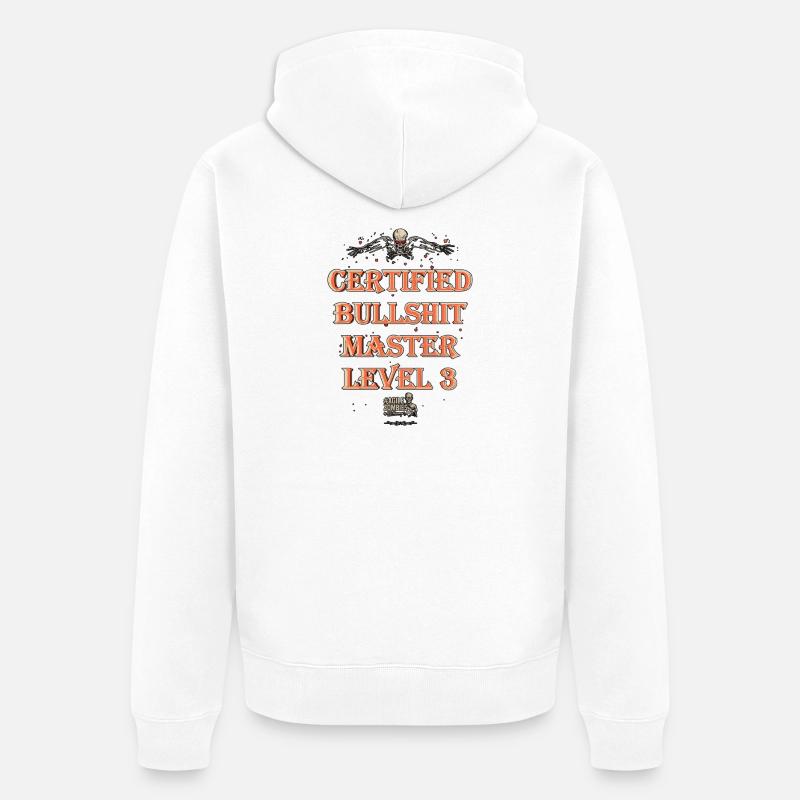 Certifié Bullshit Master Niveau 3 - Veste à capuche bio Premium Unisexe - blanc