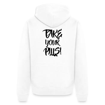 Nehme deine Pillen - Unisex Premium Bio Zip Hoodie - Weiß - Hinten - Thijin (182cm)