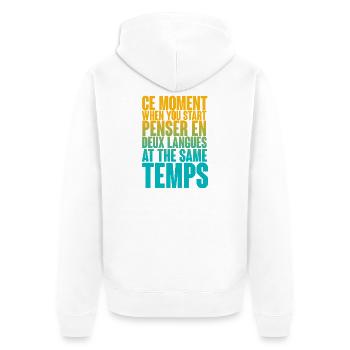COOLER SPRUCH FÜR MEHRSPRACHLER, INTERNATIONAL - Unisex Premium Bio Zip Hoodie - Weiß - Hinten - Thijin (182cm)