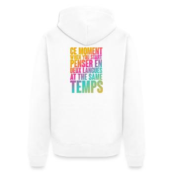 Temps de réflexion multilingue Imprimer - Veste à capuche bio Premium Unisexe - blanc - Dos - Thijin (182cm)