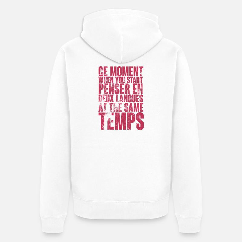 Citation sur la pensée multilingue - Veste à capuche bio Premium Unisexe - blanc