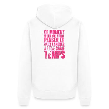 COOL SAYING FOR MULTILINGUALS, INTERNATIONAL - Unisex Premium Organic Zip Hoodie - white - Back - Thijin (182cm)