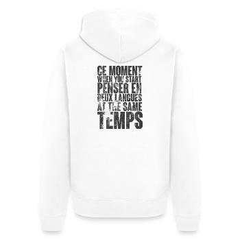 COOL SAYING FOR MULTILINGUALS, INTERNATIONAL - Unisex Premium Organic Zip Hoodie - white - Back - Thijin (182cm)