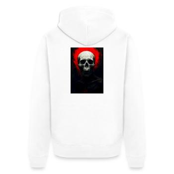 Crâne en braise rouge - Veste à capuche bio Premium Unisexe - blanc - Dos - Thijin (182cm)