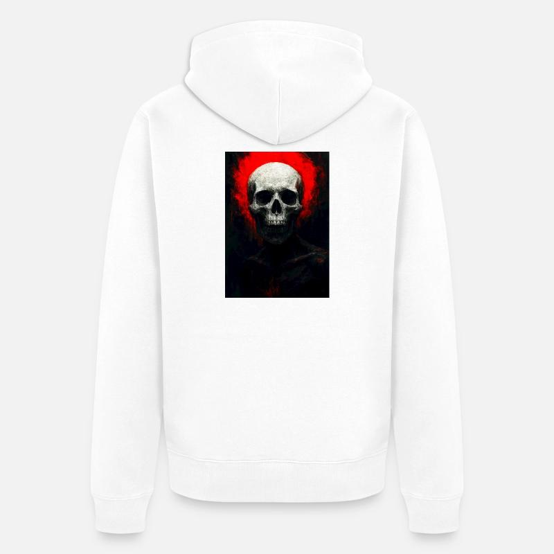 Schädel in roter Glut - Unisex Premium Bio Zip Hoodie - Weiß