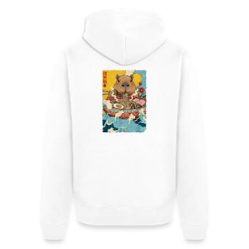 Capybara Eats Ramen Noodles - Unisex Premium Organic Zip Hoodie - white - Back - Thijin (182cm)