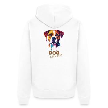 Hundeliebhaber / Dog lover - Unisex Premium Bio Zip Hoodie - Weiß - Hinten - Thijin (182cm)