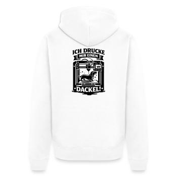 Dackel 3D Drucker Basteln Hund - Unisex Premium Bio Zip Hoodie - Weiß - Hinten - Thijin (182cm)