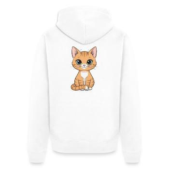 Kitten Cartoon: Orange Striped Fur - Unisex Premium Organic Zip Hoodie - white - Back - Thijin (182cm)