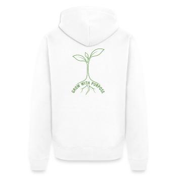 Wachsen mit Zweck minimalistische Setzlingskunst - Unisex Premium Bio Zip Hoodie - Weiß - Hinten - Thijin (182cm)