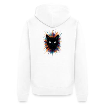 Chat Noir Watercolor Splash Art - Veste à capuche bio Premium Unisexe - blanc - Dos - Thijin (182cm)