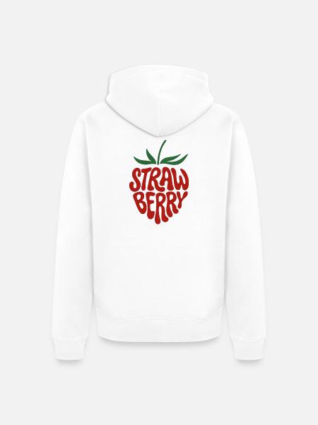 Erdbeere – Ästhetische Retro-Fruchtgrafikgestaltung - Unisex Premium Bio Zip Hoodie - Weiß