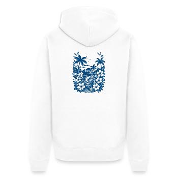 Beach Blue - Unisex Premium Bio Zip Hoodie - Weiß - Hinten - Thijin (182cm)