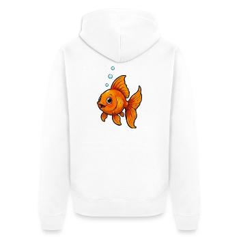 Oranger Goldfisch Comic - Unisex Premium Bio Zip Hoodie - Weiß - Hinten - Thijin (182cm)